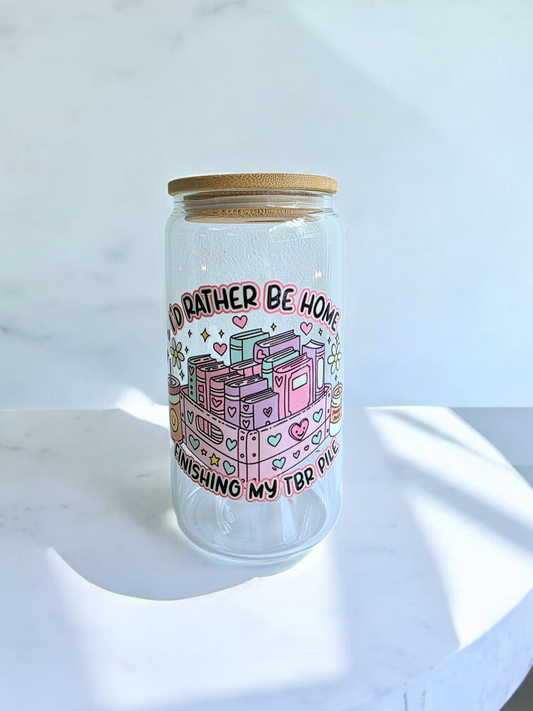 TBR pile glass tumbler